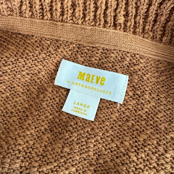 Anthropologie Maeve V-Neck Polo Honey Pullover Sweater Size Large New With Tags - Picture 9 of 13